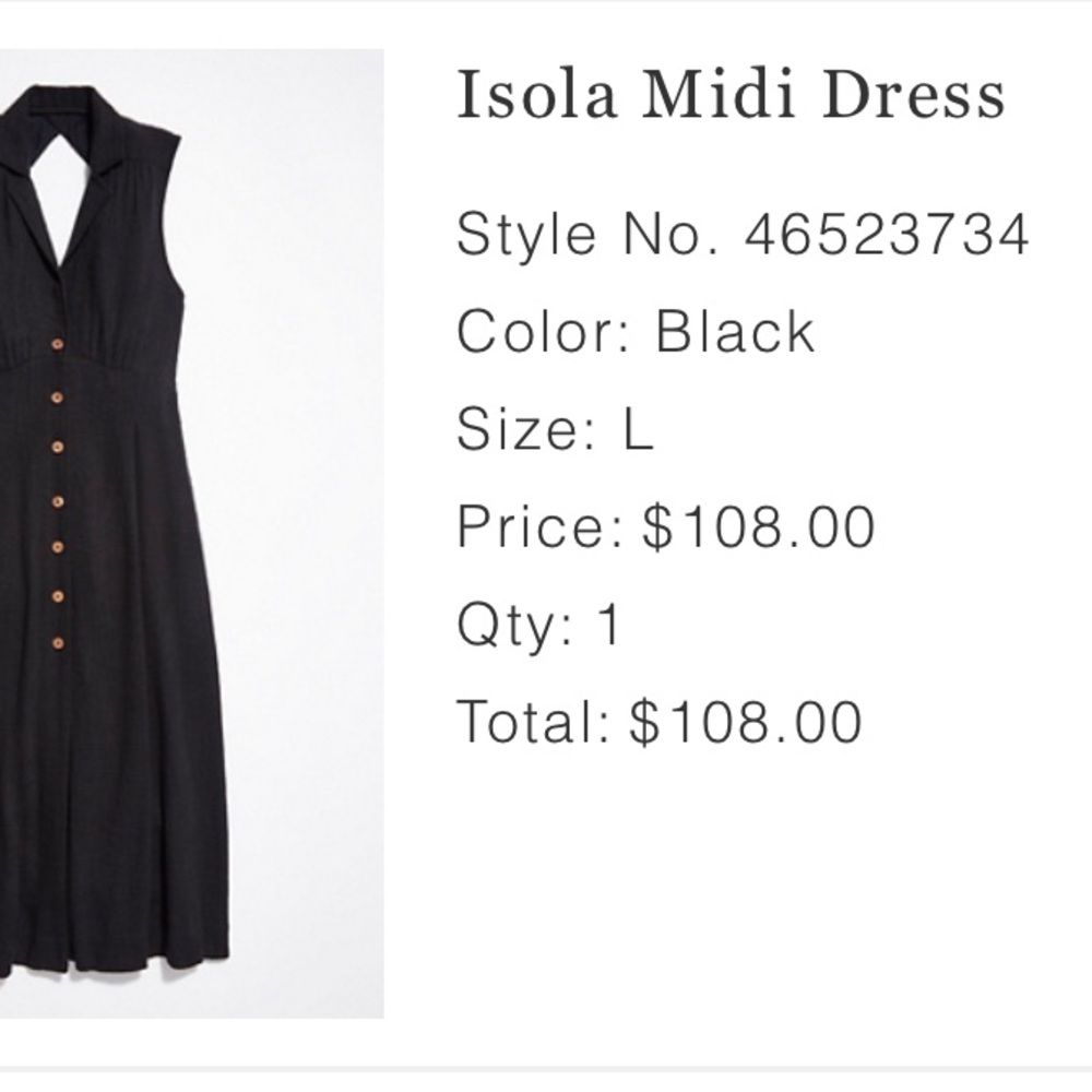 Free People isola Black Midi Dress